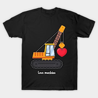 Construction Lifting Heart Machines Valentine's Day Toddler T-Shirt